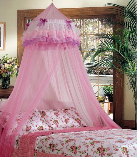 Superbuy Elegant Ruffle Lace Bed Canopy Mosquito Netting Dome Princess