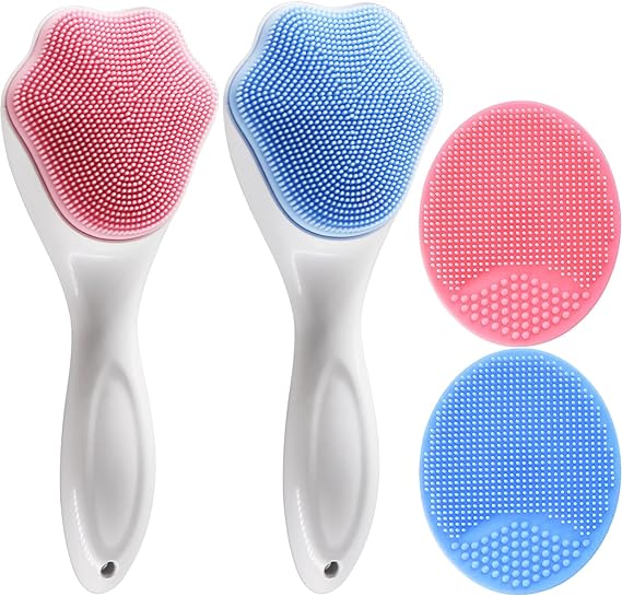 Face Scrubber, Facial Exfoliator, Face Scrub Brush, Soft Face Brush, Silicone Facial Cleansing Brush, Face Exfoliator Blackhead Acne Pore Cradle Cap Face Wash Brush for Deep Cleaning Skin Care 4 Pack