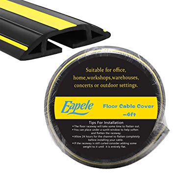 Eapele 4 ft Cable Protector Cord Cover for Floor,Heavy Duty PVC Duct Easy to Unroll,Prevent Trip Hazard for Home Office or Outdoor Settings