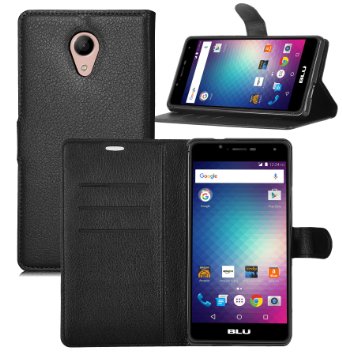 BLU R1 HD case, KuGi ® BLU R1 HD case - High quality ultra-thin MX style PU Cover   TPU Back Wallet stand Case For BLU R1 HD smartphone(Black)