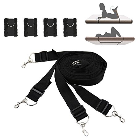 Bed Restraints for Sex Play, Sexycity Under Bed Restraints Bondage Restraints With Cuffs For Ankles and Wrists fit for most Mattress Size