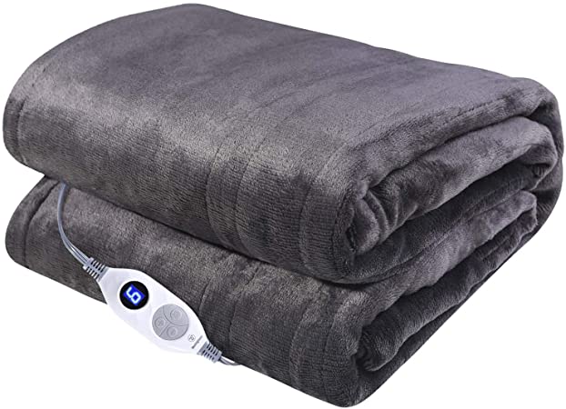 Westinghouse Electric Blanket Heated Throw Soft Silky Microplush Flannel Heating Blanket 50"x60", 6 Heat Settings & 4 Hours Auto Off, Machine Washable, Charcoal Grey 50x60in