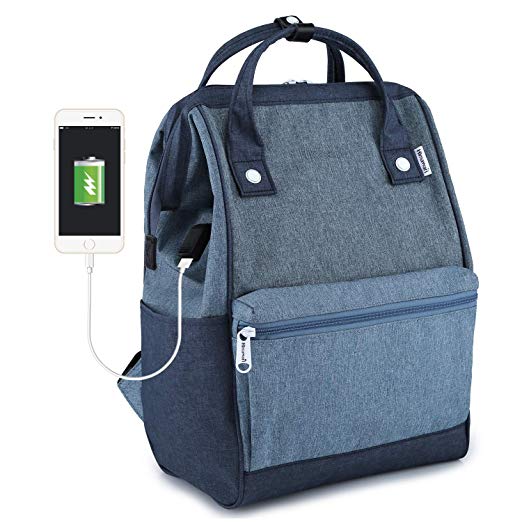 Himawari Laptop Backpack Travel Backpack With USB Charging Port Large Diaper Bag Doctor Bag School Backpack for Women&Men (H2261 Denim Blue)