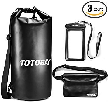 Premium 20L Waterproof Dry Bag with Free Waterproof Phone Case and Waist Pouch with Long Adjustable Shoulder Strap Touch Responsive for Rafting Kayaking Boating Fishing Swimming Beach Pool Hiking Camping Water Sports Phone Wallet Watch