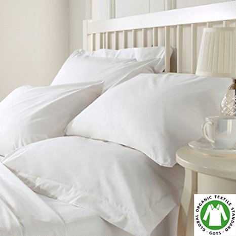Organic Cotton Bed Sheet Set. Soft and Luxurious: White Color, Queen Size