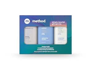 Method Body Wash and Hair Care Gift Set, Simply Nourish, 3.4 oz Travel Size Bottles