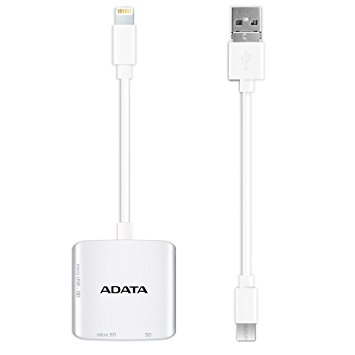 ADATA AI910 MFi-Certified Two-Way Transfer Lightning Card Reader and Writer for iOS/Android/Windows- White (ALRAI910CWH)