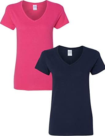 Gildan Women's Heavy Cotton V-Neck T-Shirt, 2-Pack