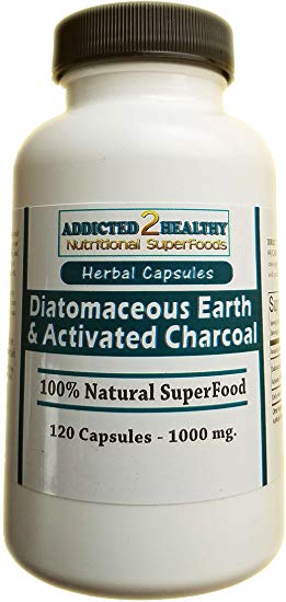 120 Diatomaceous Earth & Activated Charcoal Capsules - Exclusive Formula, Stomach Health, Impurity Flush, Hangover Relief!