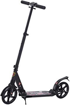 HOMCOM Folding Kick Scooter 2 Big Wheels Teens Adult Children 14  Adjustable Ride On Black