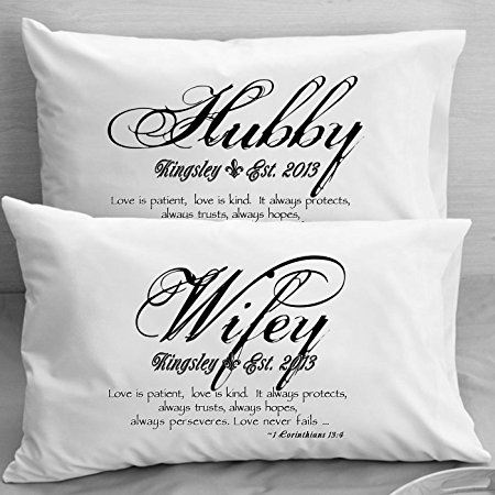 1 Corinthians 13 Love Bible Verse Pillow Cases - Wife Husband Wedding, Anniversary, Gift Idea for Couples.