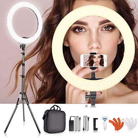 SAMTIAN 18-inch Ring Lights with Stand, Camera Photo Video 18"/ 48cm Outer 55W LED Ring Light Photography Studio Light Stands for Smartphone Youtube Self-Portrait Video Shooting