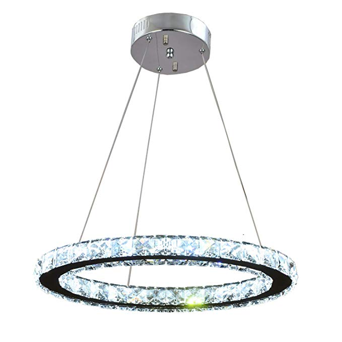 Ganeed Chandeliers,Crystal Glass Chandelier,Pendant Lighting Ceiling Lights Fixtures for Living Room Bedroom Restaurant Porch Dining Room,One Rings (Dia 11.8",6500K)