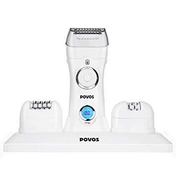 POVOS 3-In-1 Women's Epilator, Electric Hair Removal, Cordless Charging Wet & Dry Hair Remover with Electric Shaver Razor