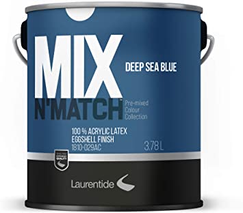 MIX & MATCH Colour Collection 100% Acrylic latex Paint, Eggshell Finish / Peinture MIX & MATCH Collection Couleurs latex 100% acrylique, fini coquille d'oeuf (Deep sea blue / Bleu océan profond)