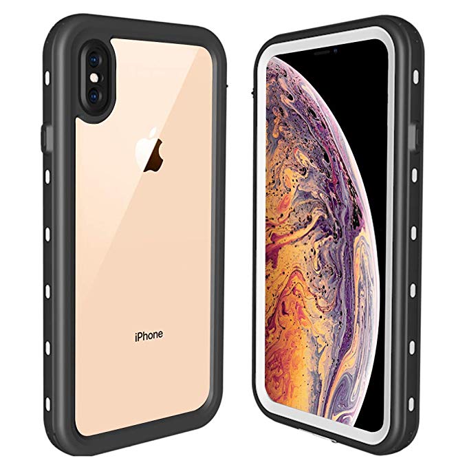 ShellBox iPhone Xs Max Waterproof Case,Shockproof Snowproof Cover IP68 Underwater Full Body Rugged Protection Crystal Clear Built-in Screen Protector Case for iPhone Xs max 6.5 inch 2019 (White)