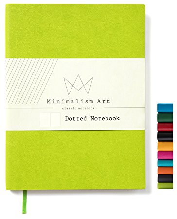 Minimalism Art | Soft Cover Notebook Journal, Size:5.8"X8.3", A5, Lime Green, Dotted Grid Page, 192 Pages, Fine PU Leather, Premium Thick Paper - 100gsm | Designed in San Francisco