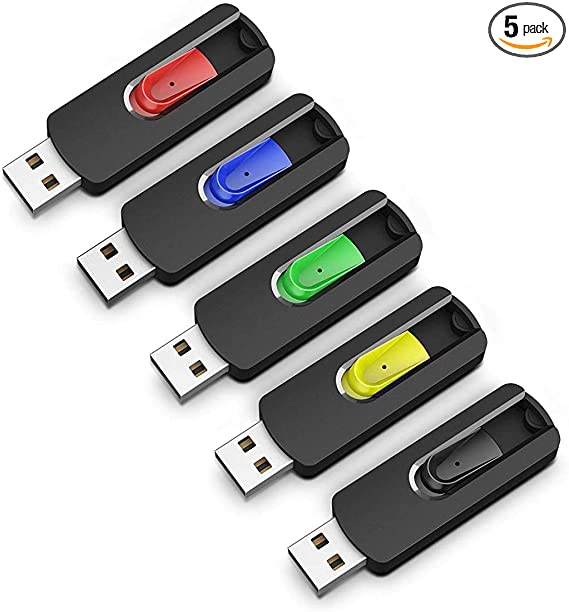 KOOTION Slideasy 5 Pack 16GB Flash Drive 16 GB USB 2.0 Flash Drives Retractable Thumb Drive 16 gb Memory Stick for Backup and Storage Jump Drive USB Stick 16 GB USB Drive