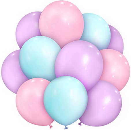 100 Pieces 10 inch Latex Balloons Colorful Round Balloons for Wedding Birthday Festival Party Decoration (Pink, Blue, Purple)
