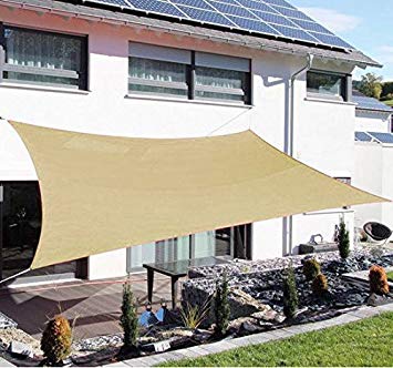 Outsunny  Tan Square Outdoor Patio Sun Shade Sail Pool Fabric Top Cover Canopy,  20 x 16-Feet