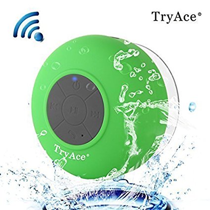 TryAce®Wireless Bluetooth Waterproof Shower Speaker Bluetooth 3.0 Car Handsfree Speakerphone built in Mic Control Buttons and Dedicated Suction Cup for Showers, Bathroom, Pool, Boat, Car, Beach, & Outdoor Use(Green)