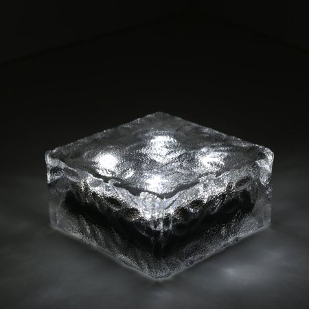 Solar 4 LED Clear Glass Brick Paver Light - Cool White - 4 x 4