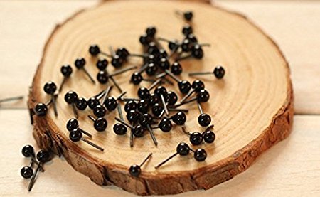 300pcs (3 Size 2mm/3mm/4mm Mixed) Mini Black Glass Eyes on Wire Amber Toy Teddy Eyes Puppets Dolls Crafts ,100pcs (50pairs) per Size