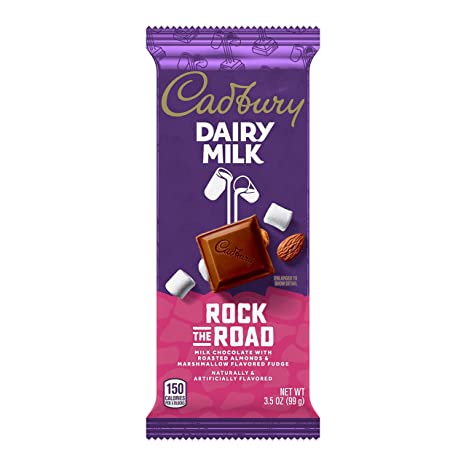 CADBURY DAIRY MILK Rock the Road Milk Chocolate, Almonds and Marshmallow Fudge Candy, Bulk, Individually Wrapped, 3.5 oz Bars (14 Count)