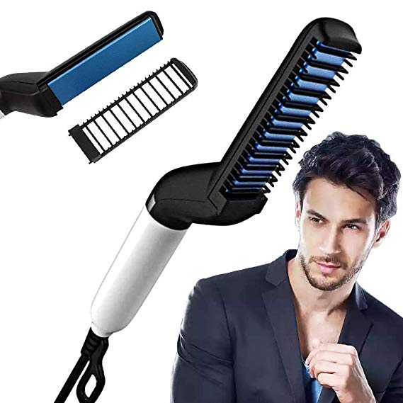ZIZLY Men Quick Beard Straightener Hair Comb Multi-functional Hair Curler Show Cap Tool