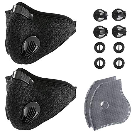 Unigear Activated Carbon Dustproof/Dust Mask - with Extra Filter Cotton Sheet and Valves for Exhaust Gas, Pollen Allergy, PM2.5, Running, Cycling, Outdoor Activities