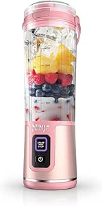 Ninja Blast Portable Blender, Cordless, 18oz. Vessel, Personal Blender For-Shakes and Smoothies, BPA Free, Leakproof-Lid and Sip Spout, USB-C Rechargeable, Dishwasher Safe Parts, Tinted Pink, BC151PK