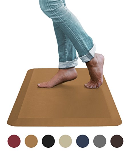 Sky Mat, Comfort Anti Fatigue Mat 20 x 39 x 3/4", 7 Colors and 3 Sizes, Perfect for Kitchens and Standing Desks, (Light Brown)