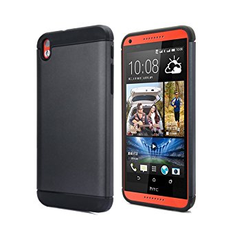 HTC 816 Case, HTC Desire 816 Case, AnoKe Armor Dual Layer Bumper TPU PC Hybrid Protective case For HTC 816 (Armor Black)
