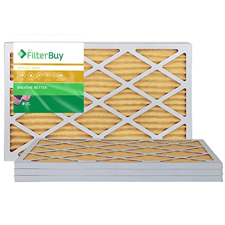 AFB Gold MERV 11 10x30x1 Pleated AC Furnace Air Filter. Pack of 4 Filters. 100% produced in the USA.