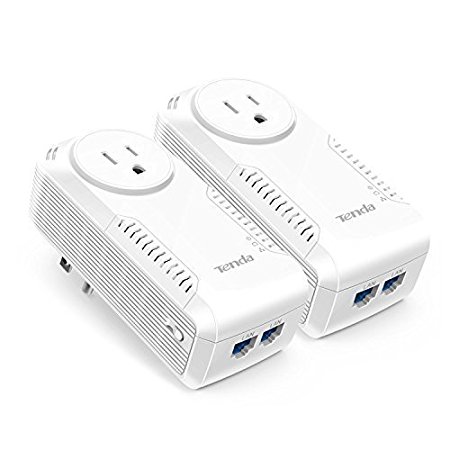 Tenda AV1000 2-Port Gigabit Powerline Adapter Kit with Outlet Pass-through, Up to 1000Mbps (P1002P)