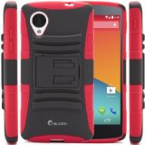 i-Blason Google Nexus 5 Smart Phone by LG Prime Series Dual Layer Holster Case with Kickstand and Locking Belt Swivel Clip Red