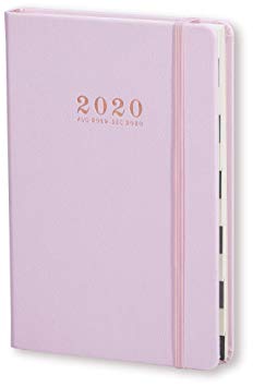 Minimalism Art, Academic Daily Planner, 17-Month Agenda(August 2019-December 2020), Monthly and Weekly Dated Calendar Organizer Book, A5 Thicker Paper, 240 Pages, Gusseted Pocket, Hard Cover, Pink