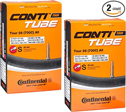 Continental Tour 28 700x32-47 / 28x1.5-1.75" - 42mm Presta Valve - Pack of 2 Tubes