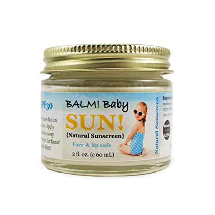 BALM! Baby All Natural Sunscreen SPF 30 - Made in USA! (2 Ounce - Glass Jar)