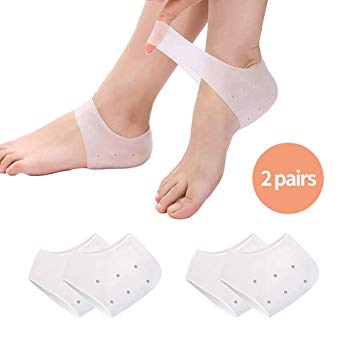 Silicone Heel Sleeve,Silicone Heel Protector for Cracked Foot Skin Care Repair Breathable Soft Foot Relieve Pressure (2 Pairs) (Transparent   )