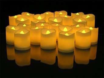 DLAND Colorful LED Lighted Flickering Votive Style Flameless Candles Pack of 24