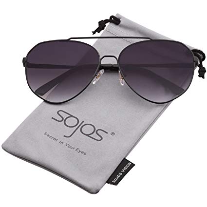 SOJOS Oversized Aviator Sunglasses Mirrored Flat Lens for Men Women UV400 SJ1083