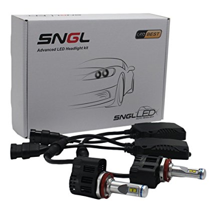 SNGL Super Bright LED Headlight Bulbs - Adjustable Focus Length Conversion Kit - H11 (H8 , H9) - 110w 9,600Lm 5000K White - 2 Yr Warranty ...