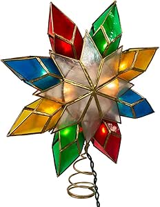 Kurt Adler 10-Light Multi-Color Capiz Star Tree Topper