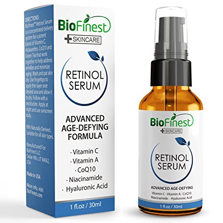 Biofinest Retinol Serum - with Hyaluronic Acid, Vitamin A, C - Anti Wrinkle Anti Aging Facial Serum - Advanced Age Defying Formula (30ml)