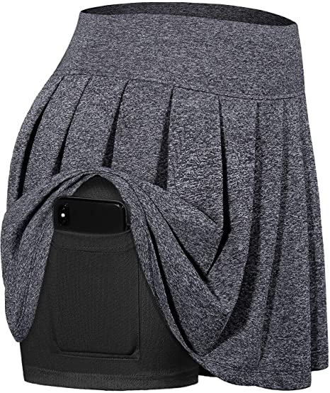Cestyle Women Tennis Skirts Pleated Athletic Golf Skorts with Bulit-in Shorts