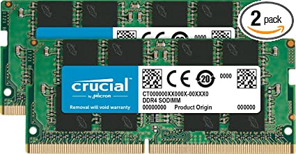 Crucial 64GB Kit (32GBx2) DDR4 3200 MT/S CL22 SODIMM 260-Pin Memory - CT2K32G4SFD832A