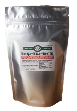 30 Moringa   Green Tea   Maca Root SuperFood Tea Bags | Original Blend • Top Nutrition & Benefits