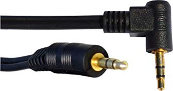 rhinocables® Short black 30cm 3.5mm Stereo Jack Right Angled Male to Jack Straight Male Aux Cable Lead