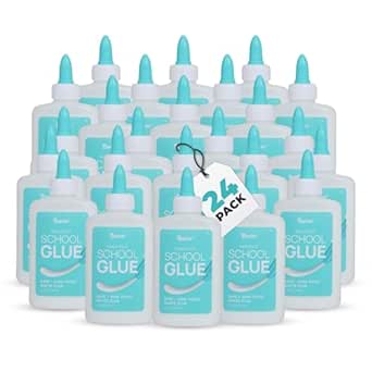 Darice Washable School Glue 4oz - 24-Pack White Glue for Kids - Extra-Strong Liquid Glue – Glue for Slime, Arts and Crafts - Glue Bottle with Adjustable Twist Closure